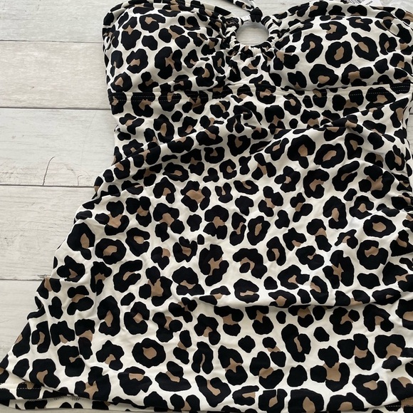 Michael Kors Animal print leopard Tankini swim top S bathing suit grandma core - Picture 3 of 12